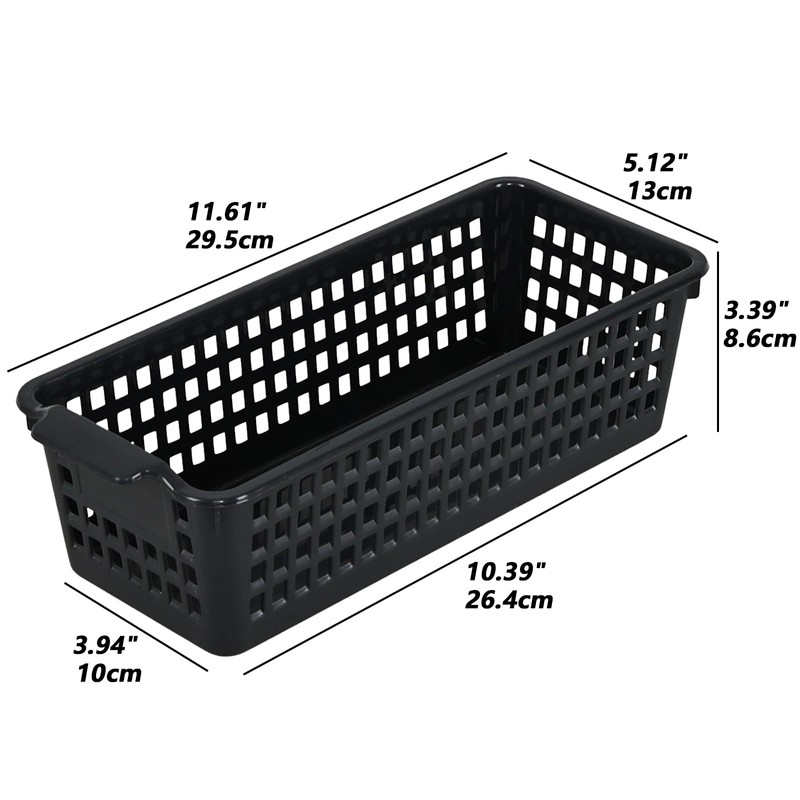 Ewingger 6 Pack Slim Plastic Storage Baskets, Small Desktop Baskets,
