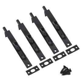 4 Inch Stainless Steel Door Lock Concealed Flush Bolt Slide Latch Bolt with Screws Black (4 Pieces)