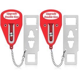 Portable Door Lock, 2Pack Security Door Locks for Home Double Safety, Reinforcement Door by Jam The Door from Inside and Provide Alarm for Woman Travel Must Have(2 Pack Red)