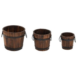 CHARMMA 3 Piece Wooden Bucket Planter Set Solid Wood Fir-3266