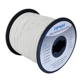 FIPNOT 12 Gauge Silicone Wire - 50ft White Spool, Extra Flexible 12 AWG Stranded Tinned Copper Wire 200℃ 600V - Automotive, Battery, Solar, Marine