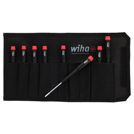 Wiha 26199 Slotted and Phillips Screwdriver Set in Rugged Canvas Pouch, 8 Piece