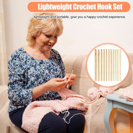 Katech 12Pcs Crochet Hook Set, 3mm-10mm Inline Crochet Hooks Ergonomic Handle for Beginners, Extra Long Crochet Needles Lightweight Crochet Hooks for Knitting Sweater Craft