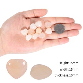 Nupuyai 12pcs Pink Aventurine Crystal Heart Love Palm Worry Stone for Chakra Healing, Carved Stone for Home Decoration 1.5cm