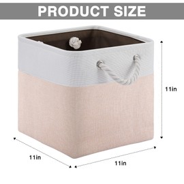 Oterri 6 Pack Cube Storage Bins, Foldable Storage Cubes, 11x11 Inch Fabric Cubes Storage Basket, Decorative Storage Basket for Home, Shelves, Nursery Organizers(Orange-pink/White)