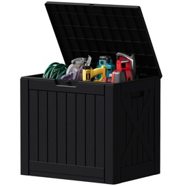 Devoko 40 Gallon Deck Box Outdoor Storage Box Waterproof for Patio, Large Outdoor Storage Bench Lockable for Outside (Black, 40 Gallon)