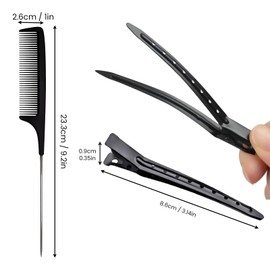 maxtachi Pack of 24 Women's Hair Clips, Black Hair Clips with Comb, Hair Clips, Curls, Fixing Section Clips, Hairdresser Hair Clips, Metal, Styling and Cutting Alligator Clip for Hairstyle and Make-Up