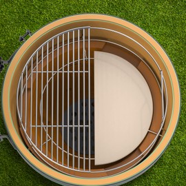 BMMXBI Heat Deflector Baking Stone Pizza Compatible with Kamado Joe Big Joe I, II, III, 19.7In 2-Pack Half-Moon Ceramic Cooking Stone for Big Green Egg XL Large Egg Vision Grills XL