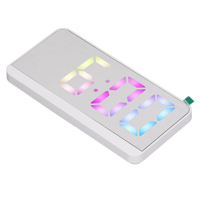 White Digital Alarm Clock with LED Mirror Screen Fashion Electronic