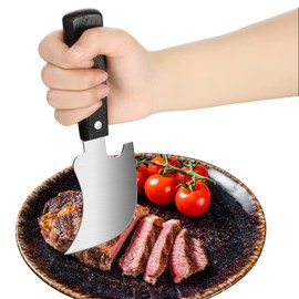 Hanaive 2 Pack Rocker Knives for Disabled Sharp Steak Knives One Handed Adaptive Equipment Gadget 8 x 3 Inch Easy Hold Curved Knife for Meat Cutting Utensil Chopping Limited Strength Hand Elderly