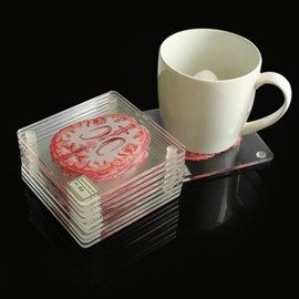 Timethink (Set of 10) 4'' 3D Brain Specimen Coasters, Funny Anatomic Brain Slices Square Acrylic Glass Drink Coasters Set for Neuroscience Medical Student Scientists Human Anatomy Gift Brain Decor
