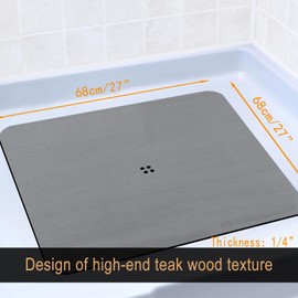 Shower Mat BETOVV Bathroom Standing up Shower Mat Non-Slip Secure Mat No Suction Cup Washable Bath tub Mat for Inside Shower (Dark Gray, 27''×27'')