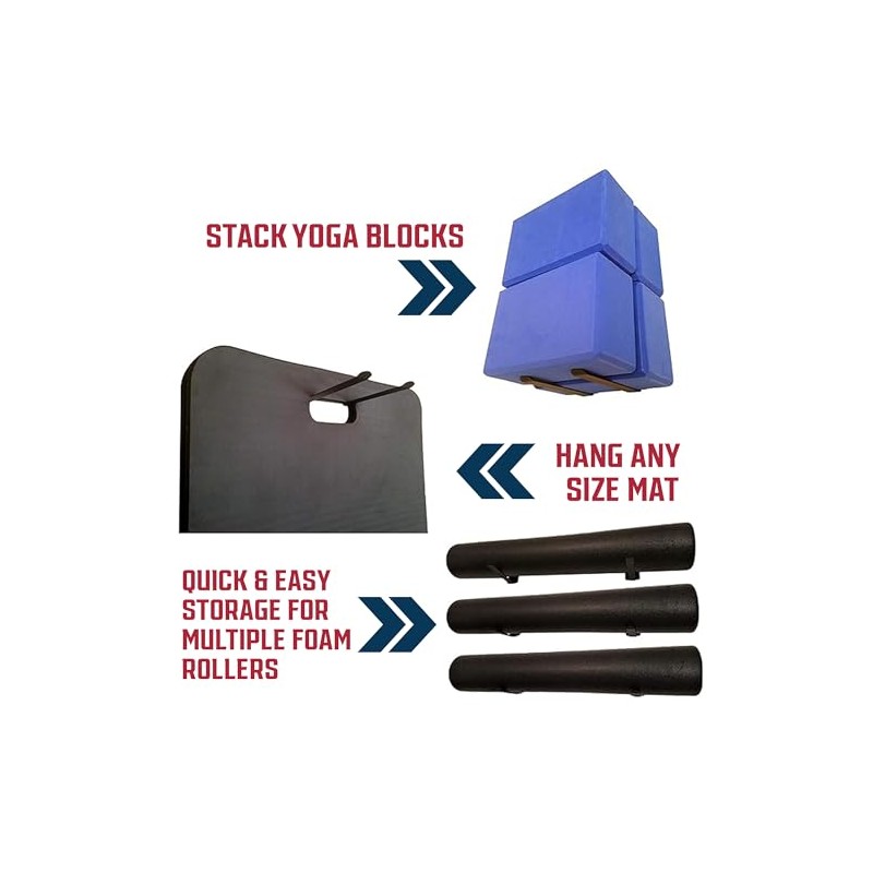 IRON AMERICAN Colgador para esterillas de yoga - Ganchos ajustables