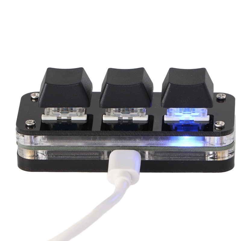 3 Key Mini Keypad Industrial USB Customized Blue Switch Programmable