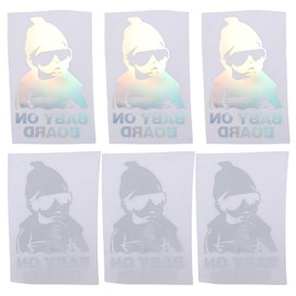 BYOBYO 6PCS Baby on Board Letter Stickers, Funny Pattern Car Signs, Baby on Board Car Window Decals for Cars, Self-Adhesive Car Warning Sign Decal Decor for Car Bumper Window