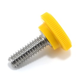1/4"-20 x 3/4" Thumb Screw Stainless Steel - Yellow Knurled Round Plastic Knob - Standard/Coarse Thread Thumbscrew - Length: 0.750" - Proudly Built in USA - Package of (10)