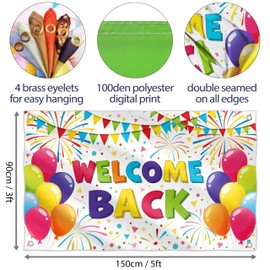 Welcome Back Banner - Welcome Home Banner 5x3 ft - Welcome Home Decorations - Welcome Back Decorations Office - We Missed You Banner (White)