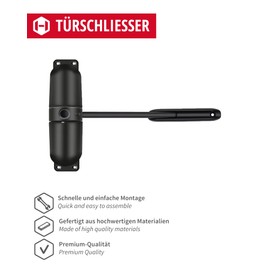 Gedotec Spring Door Closer Made of Solid Steel, 1 Piece Tension Spring Door Closer, Black for Indoor and Outdoor Use, Door Closer Garden Gate for Screwing Garden Door Closer