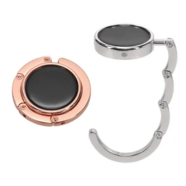 kwmobile Table Handbag Holder Hooks – 2 x Foldable Non-Slip Bag Hooks Holder for Handbags – Table Top Bag Holder Set in Silver, Silver rose gold