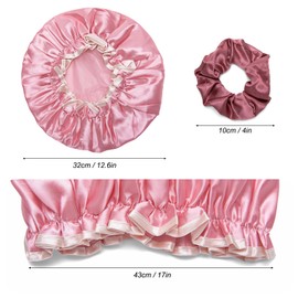 MOSOSA 2 Sets Reusable Shower Cap for Women, Double Waterproof Layers Shower Cap, Environmental Protection Hair Bath Caps for Women Men Kids,Grey/Dark pink