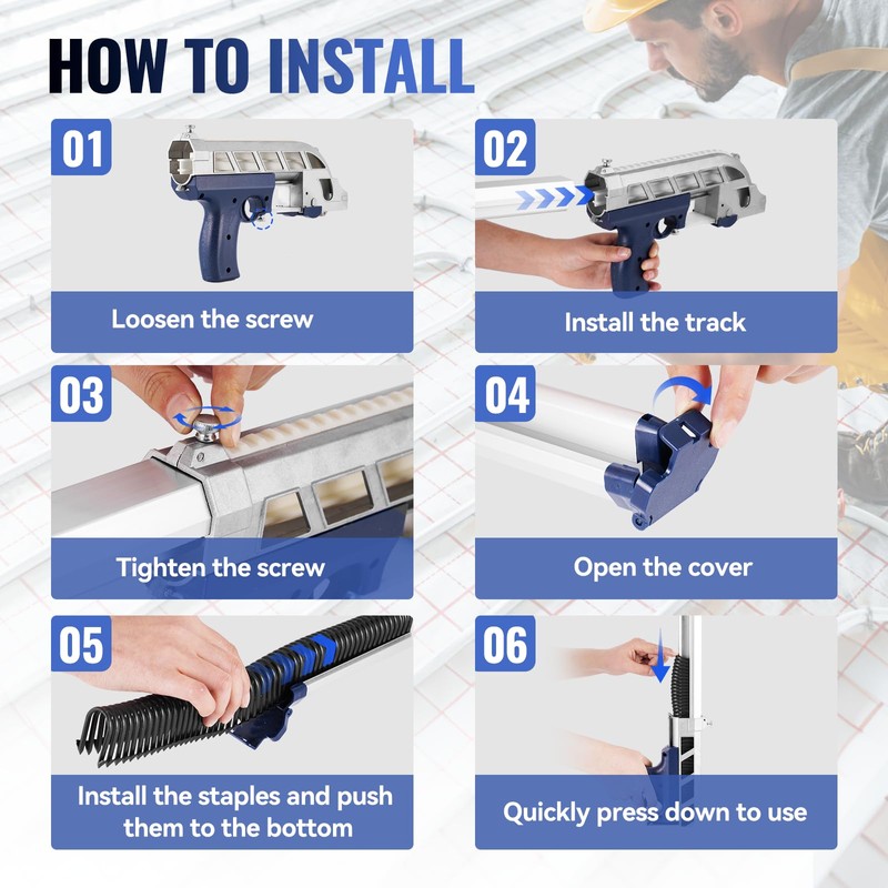 PEX Pipe Stapler Portable Foamboard Stapler Kit with 1650 Pcs