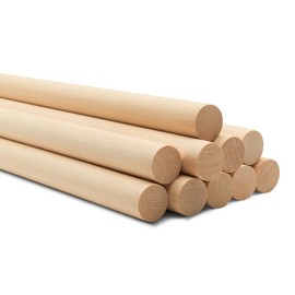 Wooden Dowel Rod, 1 Inch x 36 Inch Wood Dowels, Pack of 10 Wooden Dowels for Crafts, Unfinished Hardwood Wooden Dowels Rods, Strong Wood Rod Dowels for Crafting and DIYers