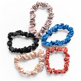 RobeCurls Ligas Para el Cabello de Mujer — Cute Hair Ties for Women and Girls Curly Hair — Satin Scrunchies — 5 Pack (Multicolor)