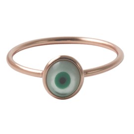 apop nyc Rose Goldtone Sterling Silver Blue Evil Eye Thin Ring Stacking Size 8