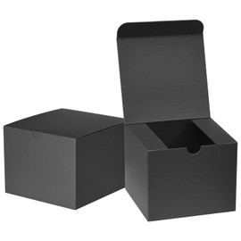 Ueznea Black Gift Wrap Boxes 5x5x4” (25 Pack) Kraft Paper Boxes for Small Business, Wedding Party Favors, Christmas Ornaments, Bridal Shower, Birthday, Treat, Mugs, Candle, Craft Boxes