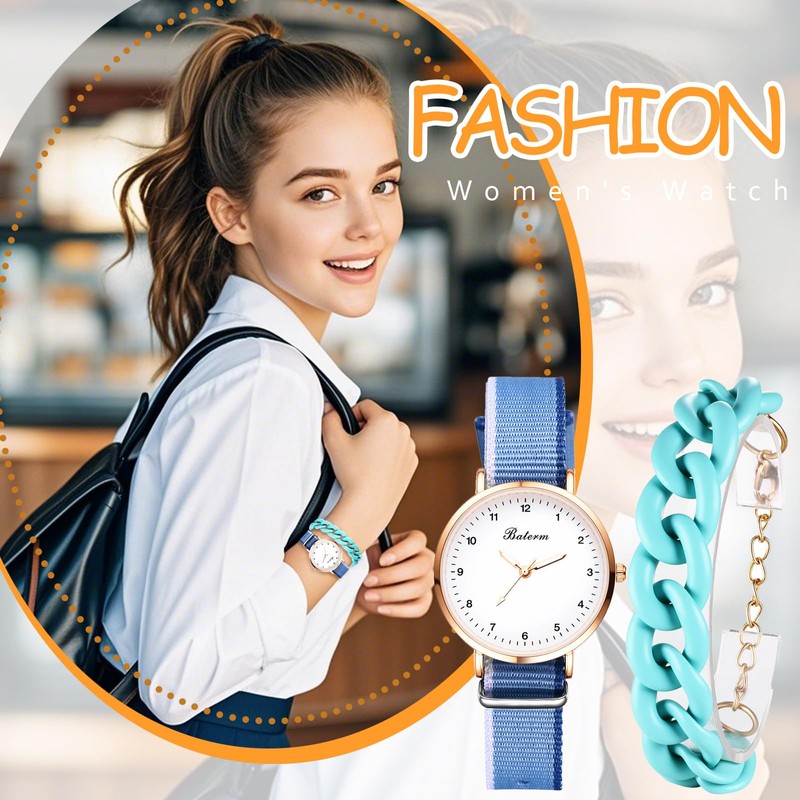 腕時計 レディース ブレスレット セット キャンバスベルト: 編み込み 可愛い おしゃれ アナログ表示 防水