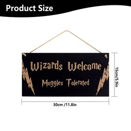 SINGOMON Wizard Welcome Home Sign Welcome Home Door Sign Wooden Welcome Sign Wooden Board Funny Welcome Wood Sign Wood Wreath Wall Hanging Outdoor 6x12 inch Magic Wizard Party Decorations