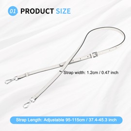 SUIKIHUM Bag Shoulder Strap, (37.4"-45.3" Adjustable Replacement Strap) Genuine Leather with Metal Silver Buckle for Women (Beige)