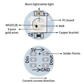 WS2812B Full Colour Welding Board 5V Built-in IC Programmable Symphony Small Round Board Lamp Beads Marquee 5050 RGB LED 100 Pieces (10 mm x 3 mm) (Black)