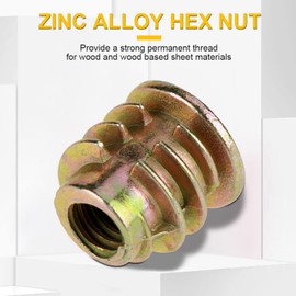 Threaded Insert Nuts, Hex Socket Screw-in Nuts 50Pcs M4*8mm Zinc Alloy Insert Nuts Hex Drive Head Furniture Nuts Threaded for Wood Insert