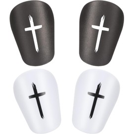 Black and White Cross Protective Soccer Shin Pads Mini Football Shin Pads, 4Pcs Black White Cross Mini Small Shin Guards,Black White Cross Protective Soccer Shin Guards