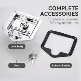 Tool Box Latch, Stainless Steel T-Handle Latches Tool Box Locks with Keys and Gasket Folding T-Handles Latch Heavy Duty Flush Mount Handle Latch for RV, Camper,Toolbox,Truck Trailer