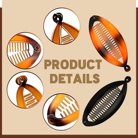 WHYCNJL Pack of 4 Banana Clips, Retro Female Hair Accessory Hair Comb, Fishtail Hair Accessories, French Banana Clip Combs, Applicability, Suitable for Long, Curly or Straight Hair