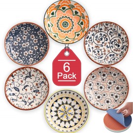 Cat Food Bowls Whisker Fatigue Cat Bowl 5.5 Inches Ceramic Cat Bowl Set of 6 Small Cat Dishes for Indoor Cats Shallow Cat Plates for Wet Food Cute Kitten Bowls Whisker Friendly