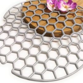 Kerafactum Sink Rubber Mat Sink Insert Drip Mat Non-Slip Mat for Drawers Protective Mat Round for Sink Protective Mats Non-Slip Sink Rubber Mat Grey Pack of 2