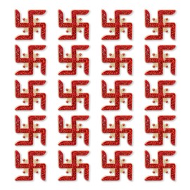 Home Genie Plastic Swastik Stickers for Home,Office and Temple Entrance | Swastik Stickers for Diwali Decoration | Swastik Sticker for Wall Decoration - 10 Pair.