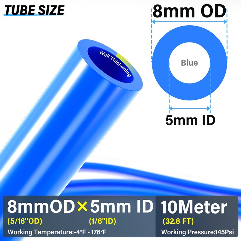 TAILONZ PNEUMATIC 8mm or 5/16 inch OD 5mm ID Polyurethane