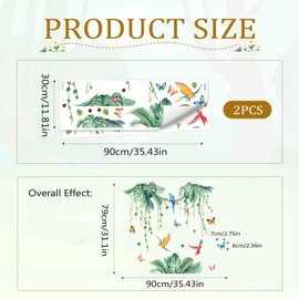 Wall Tattoo Tropical Leaves 30 x 90 cm Plants Wall Sticker Palm Leaf Wall Sticker Leaves Birds Wall Sticker Tropical Leaves Flower Wall Sticker for Living Room Bedroom Kitchen Hallway Wall Decoration