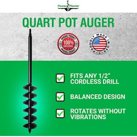 Power Planter Auger Drill Bit Extension, 5" x 28" with 1/2" Non-Slip Hex Drive, Garden Auger for Planting 5” and 6” Potted Plants, Garden Digging Tool for Dirt, Clay, Soil and Sand
