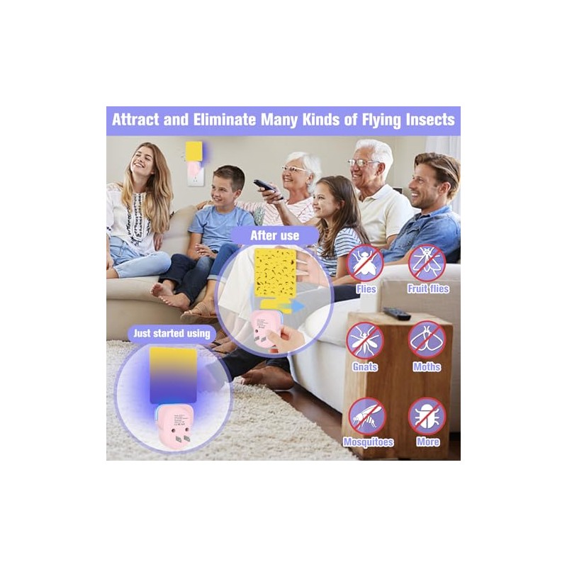 Flying Insect Trap Plug-in, Indoor Mosquito & Gnat Killer, Safe