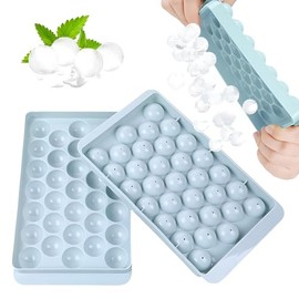 ecomlab Molde De Mini Esferas De Hielo Fino, Bandeja Para Coctelería Material De Plástico Flexible, Antiadherente, Resistente, Bandeja De Esferas De Hielo Accesorio De Bar y Cocina (Azul, Estandar)