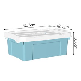 Cetomo 15L*3 Plastic Storage box, Tote box,Organizing Container with Durable Lid and Secure Latching Buckles, Stackable and Nestable, 3Pack, Blue with Buckle