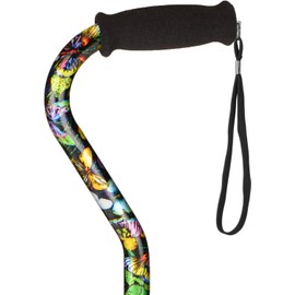 NOVA Designer Quad Cane, Lightweight Four Legged Cane with Soft Grip Handle, Height (for Users 4’11” - 6’4”) & Left or Right Adjustable, Butterflies Design