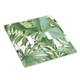 Green Tropical Monstera Banana Palm Leaves Plant Wall Plate Switchplate Electrical Faceplate 2-Gang Double Toggle Outlet Light Switch Wall Plate for Bathroom Kitchen Home Decor