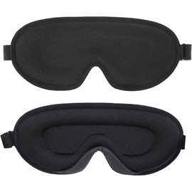 Silk Sleep Mask for Side Sleeper, 100% Light Blocking 3D Sleeping Eye Mask for Travel, Soft Breathable Eye Cover for Nap or Long Night's Sleep, Relaxing Zero Pressure Night Blindfold (Black)