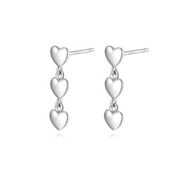 Reffeer Solid 925 Sterling Silver Love Heart Stud Earrings for Women Teens Tiny Heart Stud Earrings Small Studs (A-Silver)